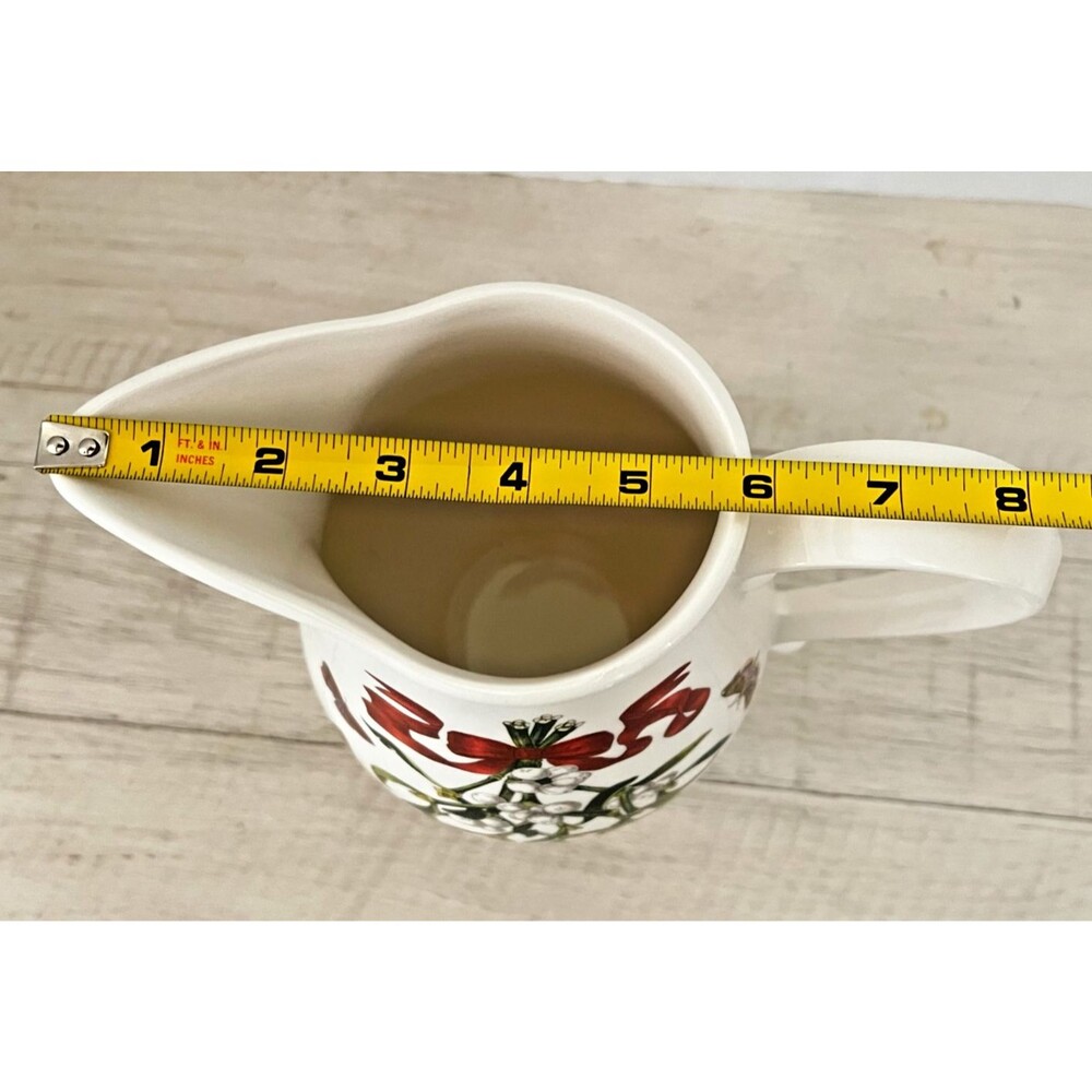 Vtg HTF Portmeirion Pitcher Viscum Album Mistletoe Butterfly 64oz Christmas Jug - Picture 11 of 12